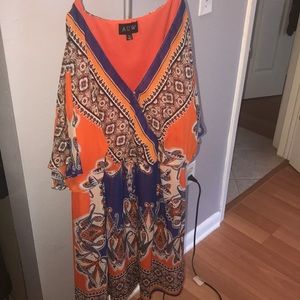 Blue and orange design dress